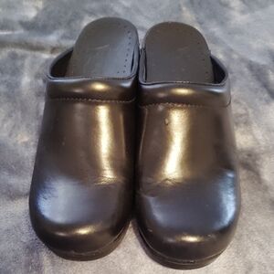 Dansko Black Leather Clogs